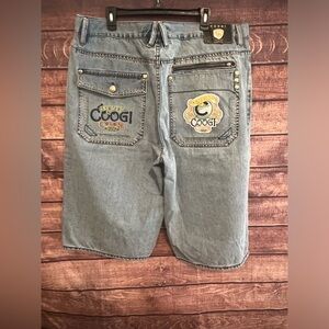Vintage Coogi Jean Shorts Y2K Hip Hop Embroidered Skater Baggy Loose 42 Faded